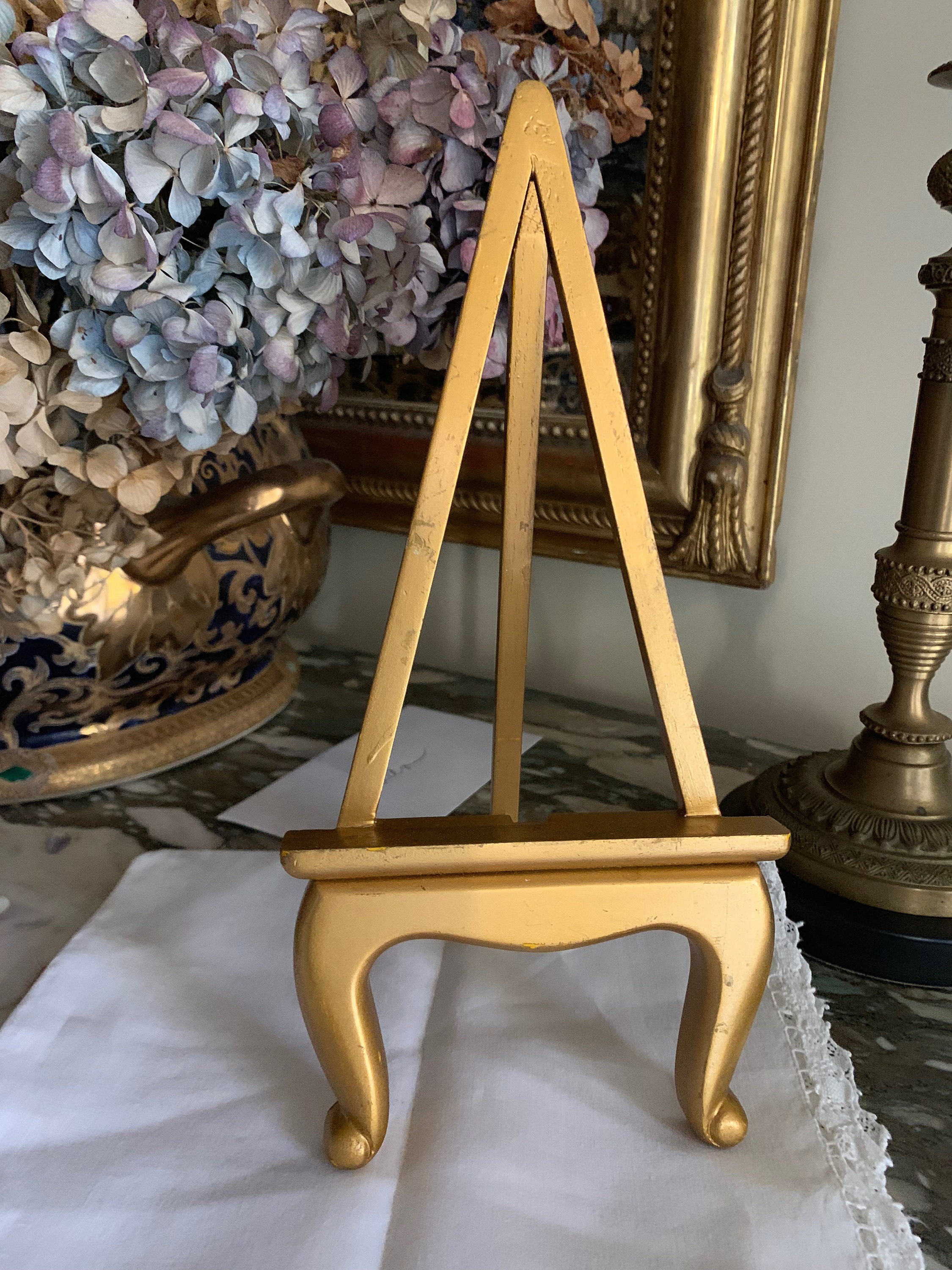 Vintage Brass Photo Easel--Small Brass Photo Easel--Tabletop Easel