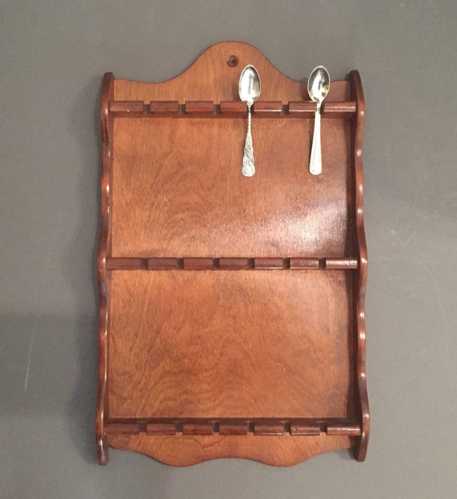 Wooden Spoon Holder, Vintage Spoon Rack, Spoon Display Rack, Holds 18