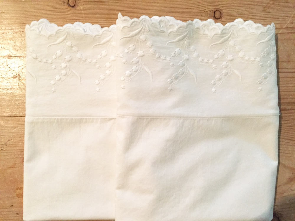 eyelet trimmed pillowcases