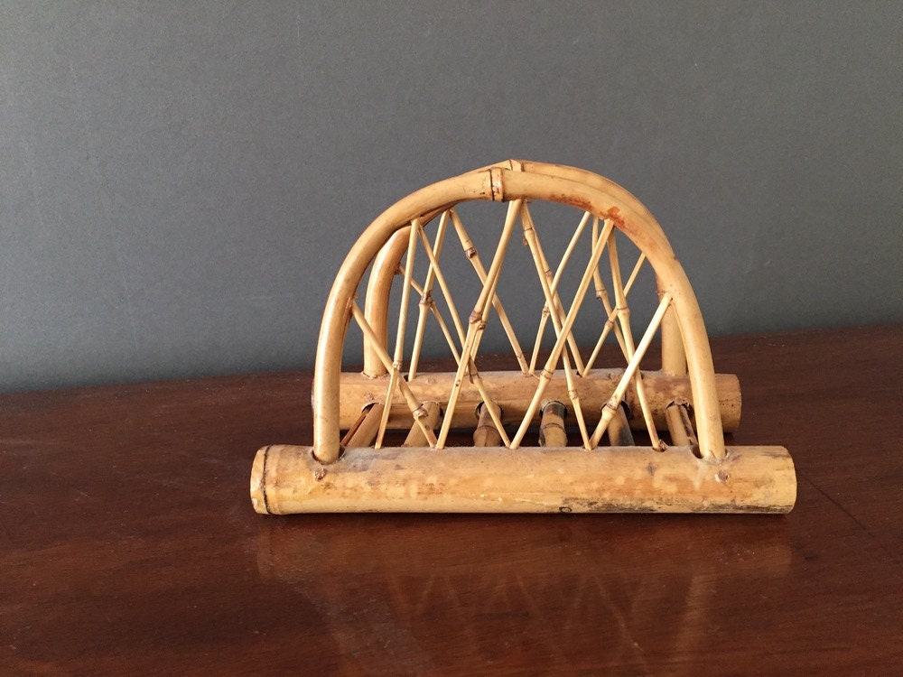 Bamboo Napkin Holder, Letter Holder, Mail Holder, Desk Accessory