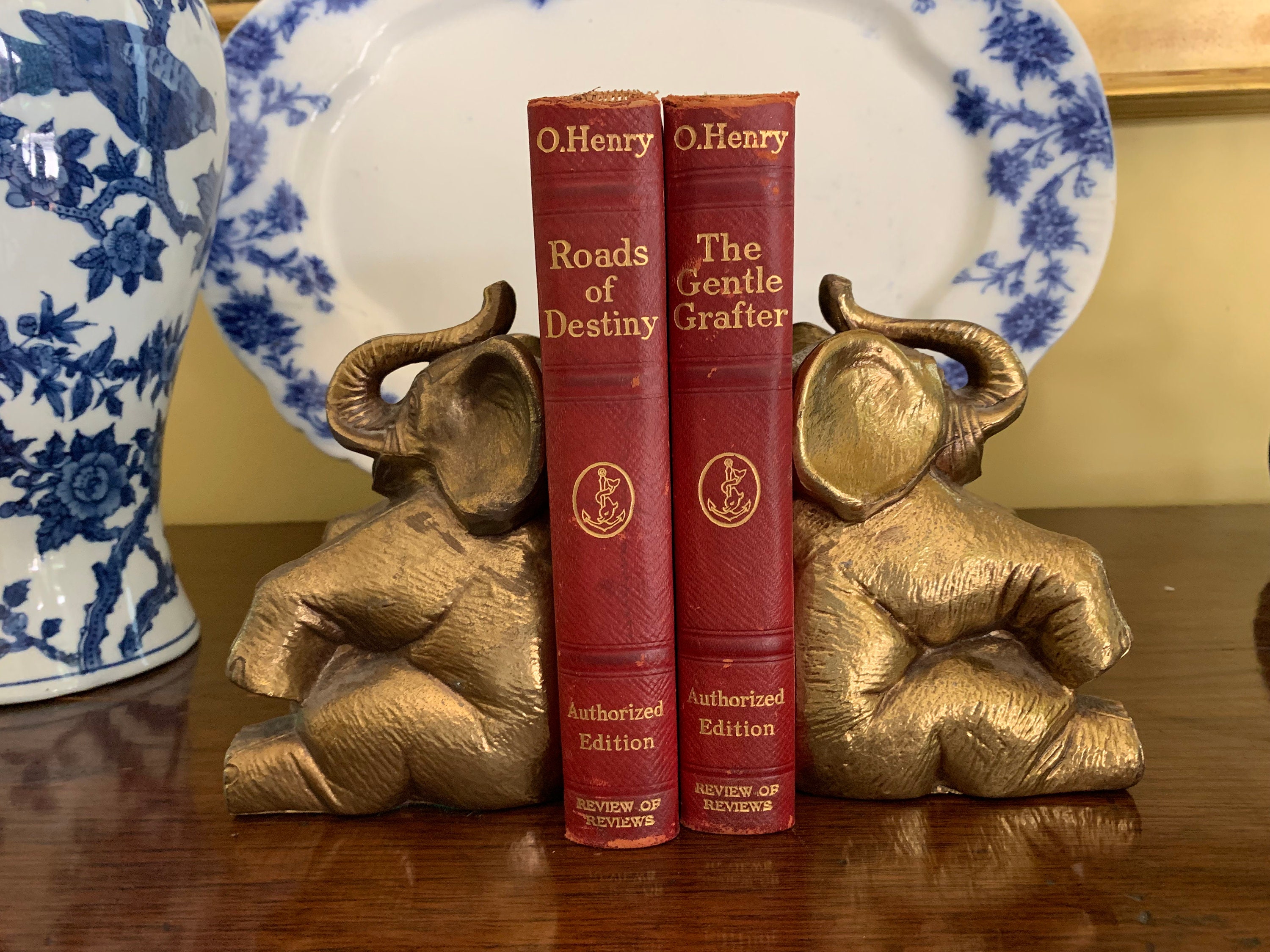 Brass Elephant Bookends, Vintage Elephant Book Holders, Elephant Lover