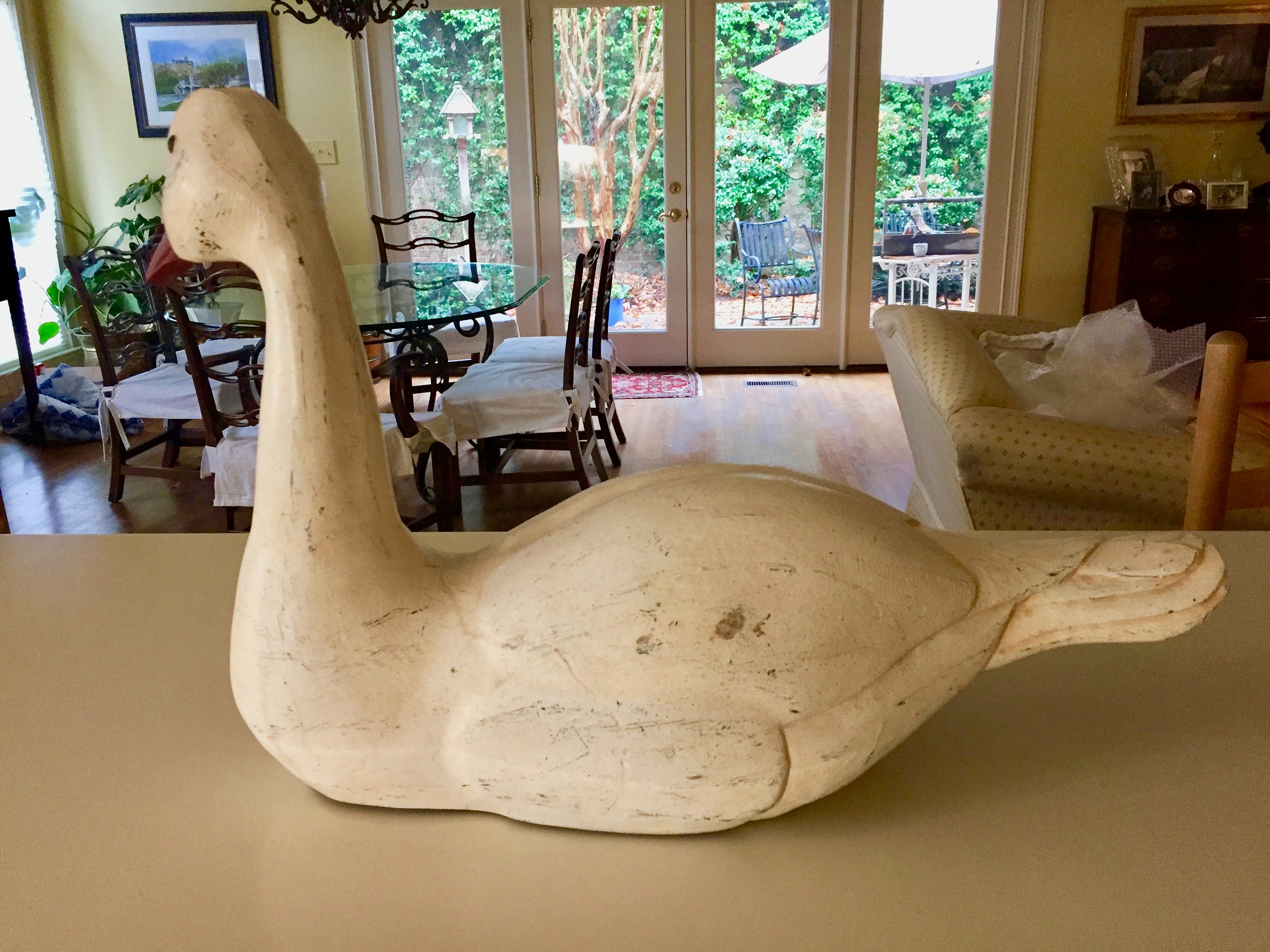 Swan Decoy, Large Vintage Swan Statue, Farmhouse Christmas Swan Decor