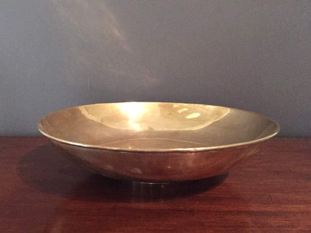 Large Brass Bowl, Asian Style Footed Brass Round Bowl, Brass Centerpiece, Vintage Brass Decor