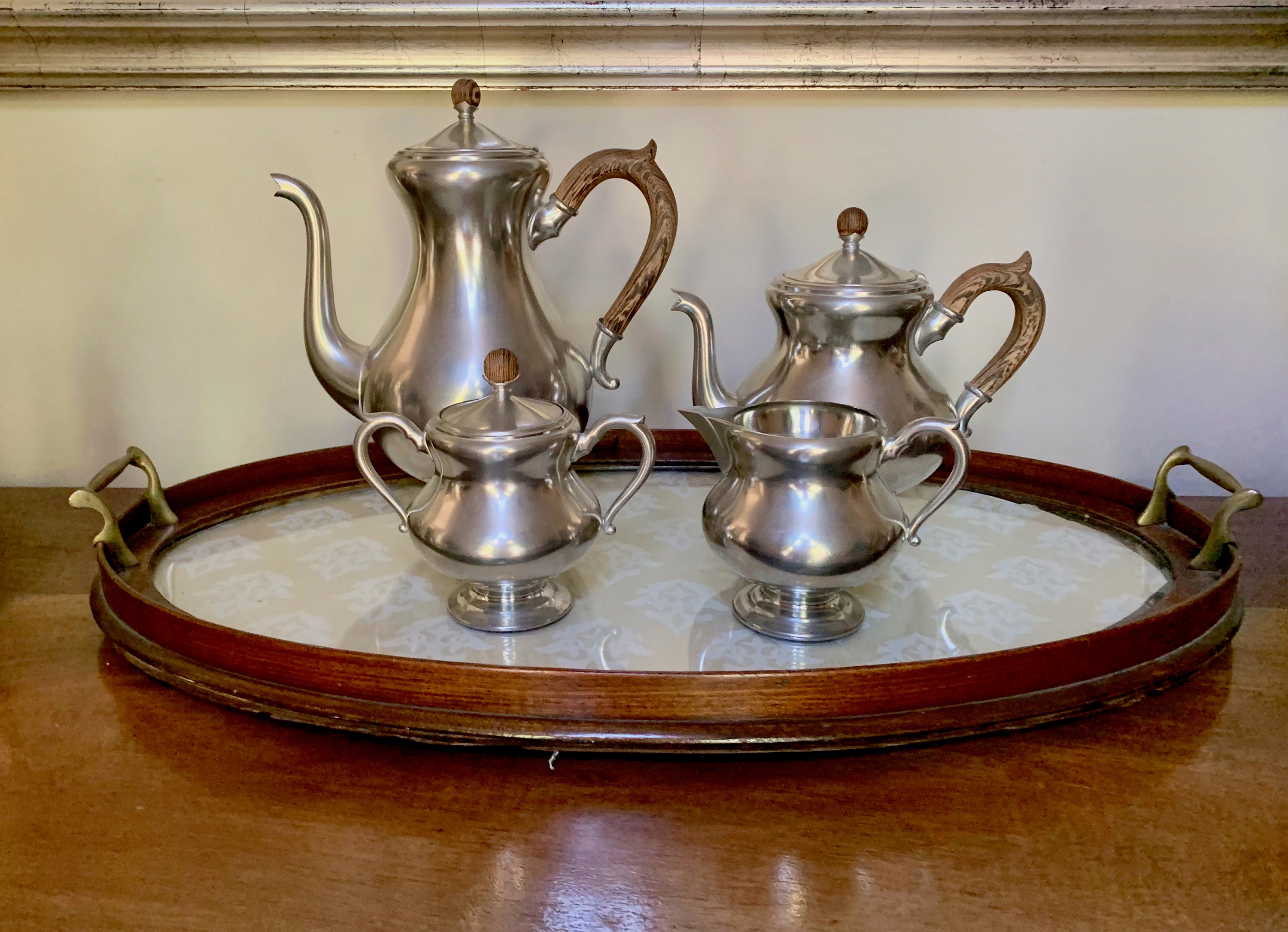 Pewter Coffee Tea Service Set, 4 Piece Royal Holland Pewter Coffee Set