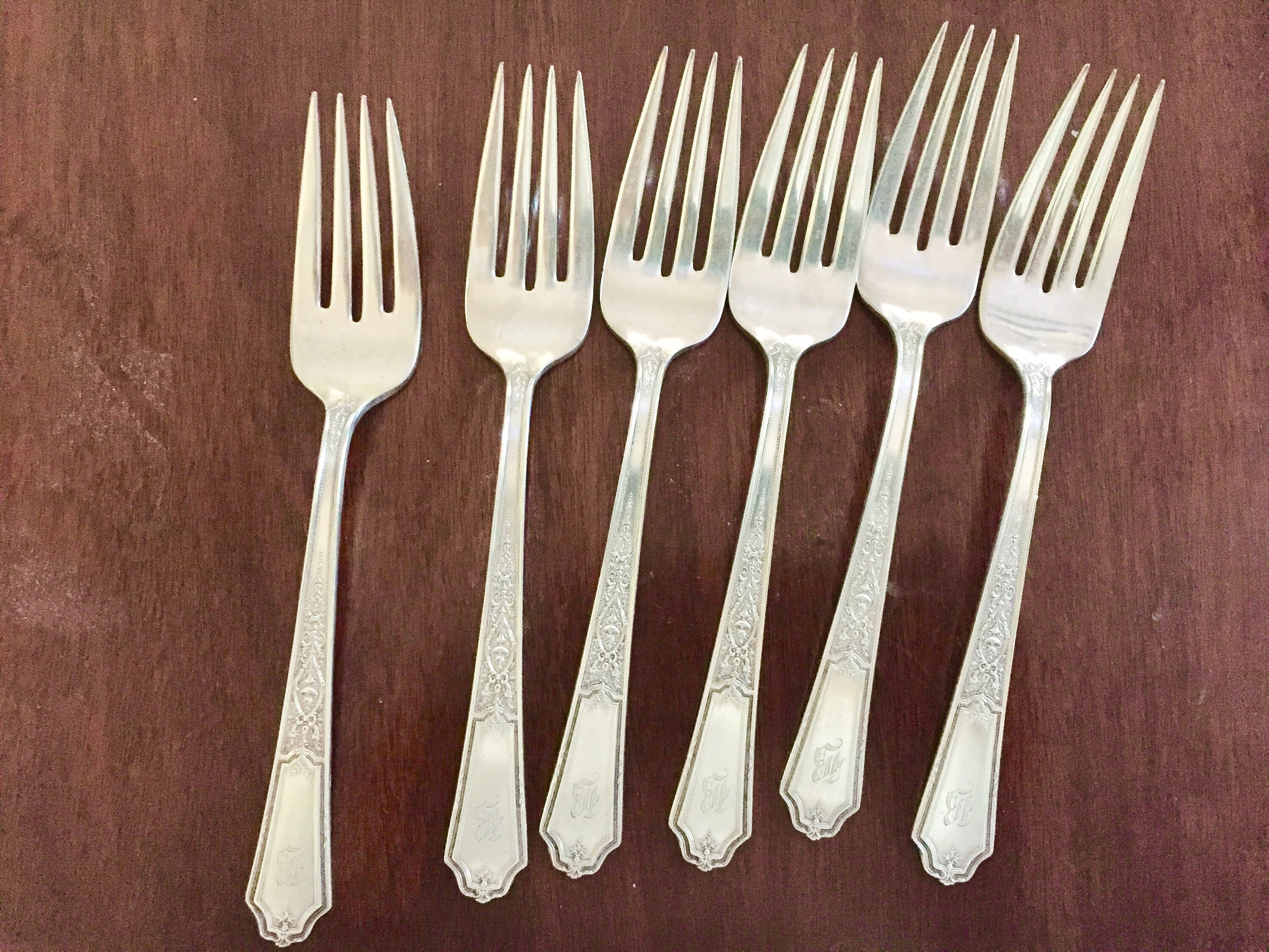 Set of 6 Silver Plate Salad Forks, Vintage Salad Forks, 1847 Rogers