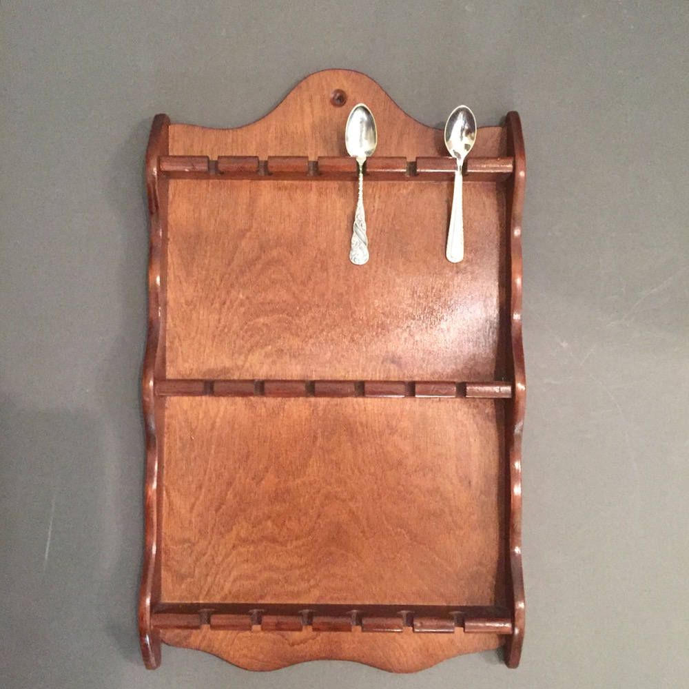 Wooden Spoon Holder, Vintage Spoon Rack, Spoon Display Rack, Holds 18
