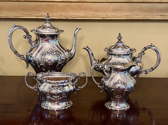 Chantilly Silver Service Set, Vintage Gorham Four Piece Silver Plate  Service Set, Chantilly Silver Plate Coffee Teapot, Creamer, Sugar -   Australia