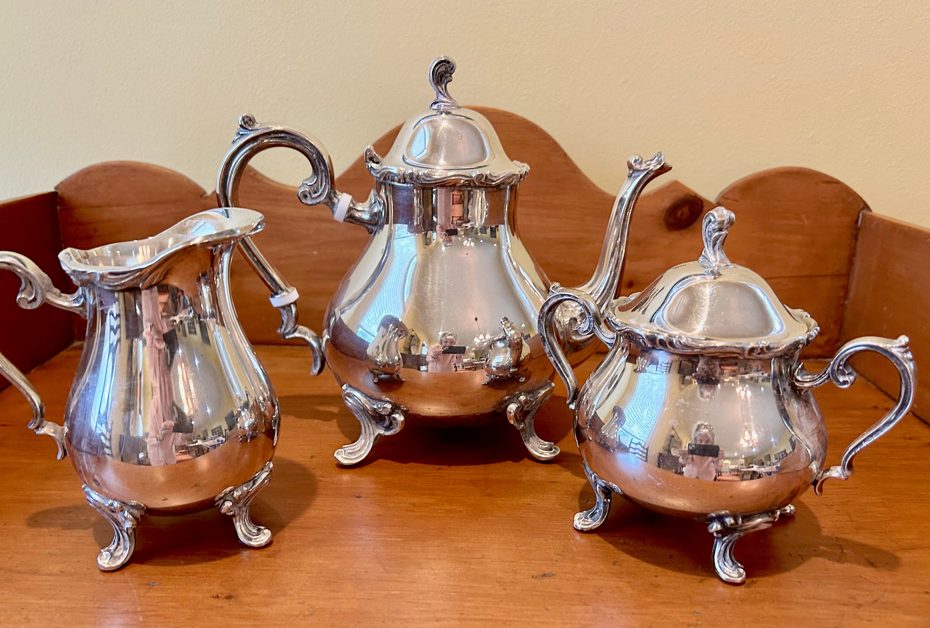Leonard Silver Plate Tea Service Set, 3 Piece Silver Service, Silver Plate  Teapot, Creamer, Sugar, Holiday Entertaining