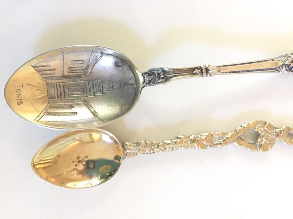 4 Demitasse Spoons, Sold as Set, 2 Souvenir Spoons, 2 Demitasse Spoons