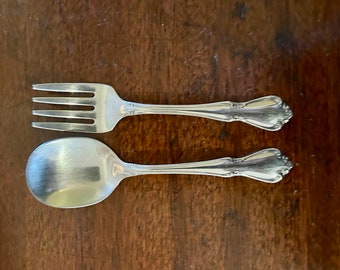 Oneida Chatelaine Baby Utensils, Vintage Oneida Stainless Youth Fork and Spoon, Infant Fork and Spoon, Baby Gift