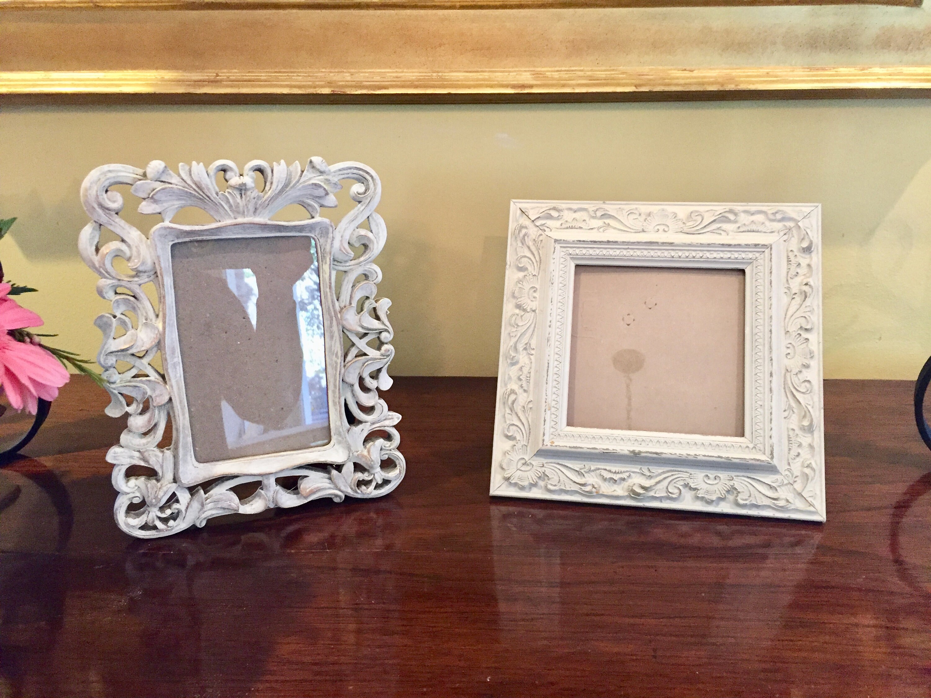 Hand Painted Distressed Photo Frame, Vintage White Washed French Style