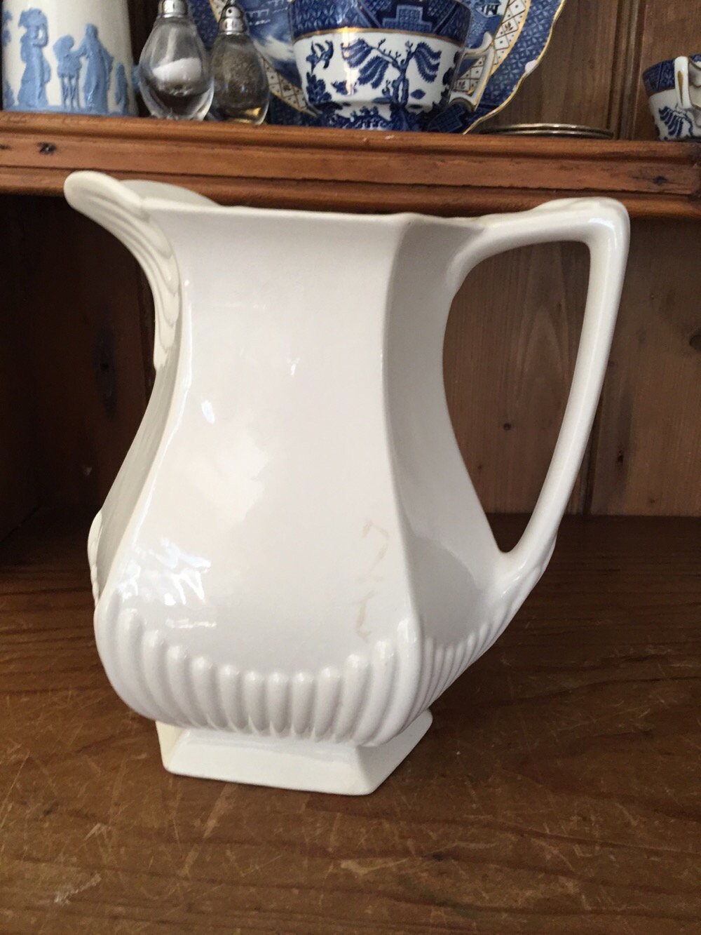 White Ironstone Wm. Adams and Sons Pitcher English Ironstone Empress Pattern Footed Pitcher