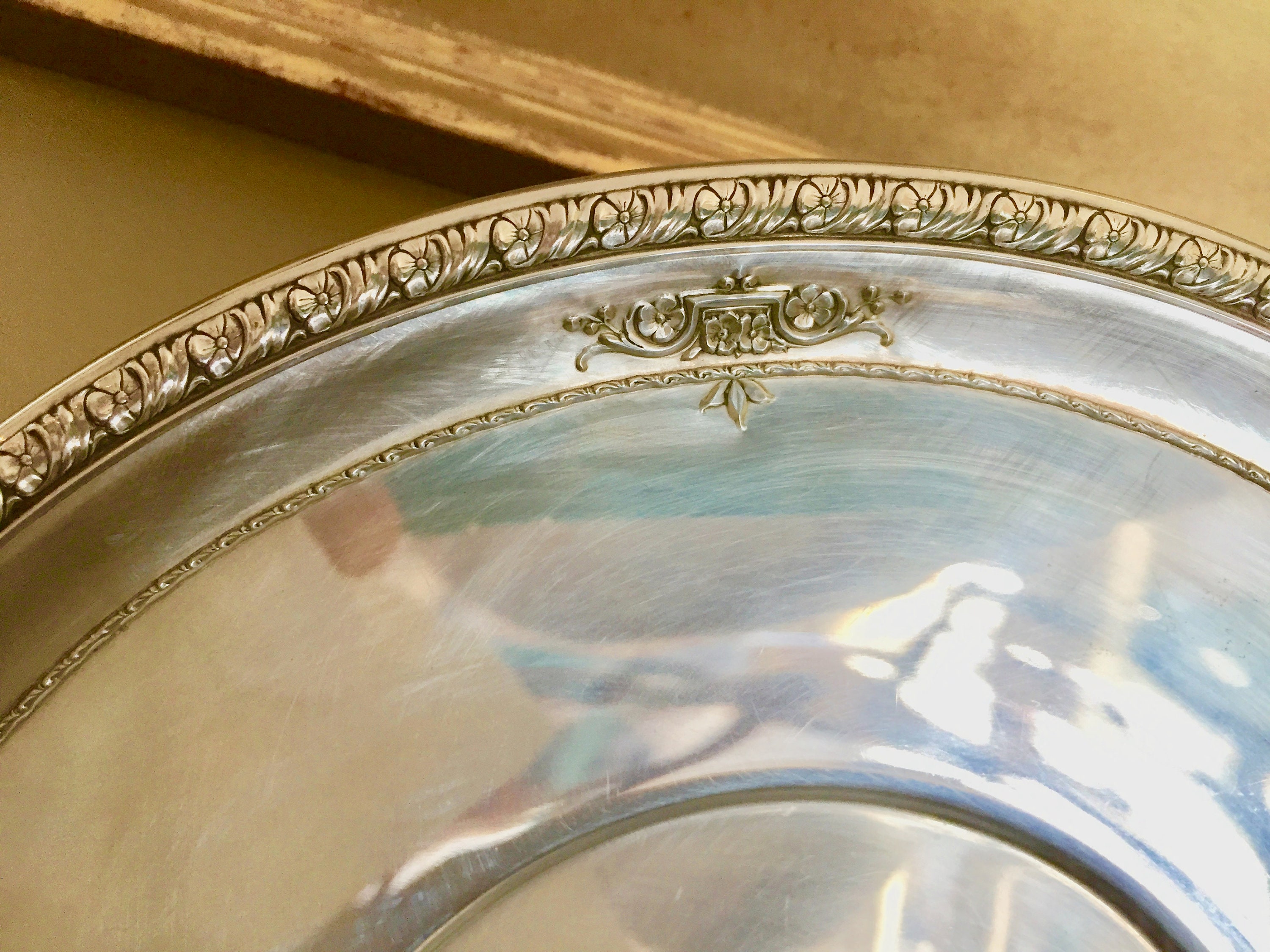 Sterling Silver Plate, Wallace Sterling Round Pastry Tray, 10 Inch Sterling Silver Sandwich