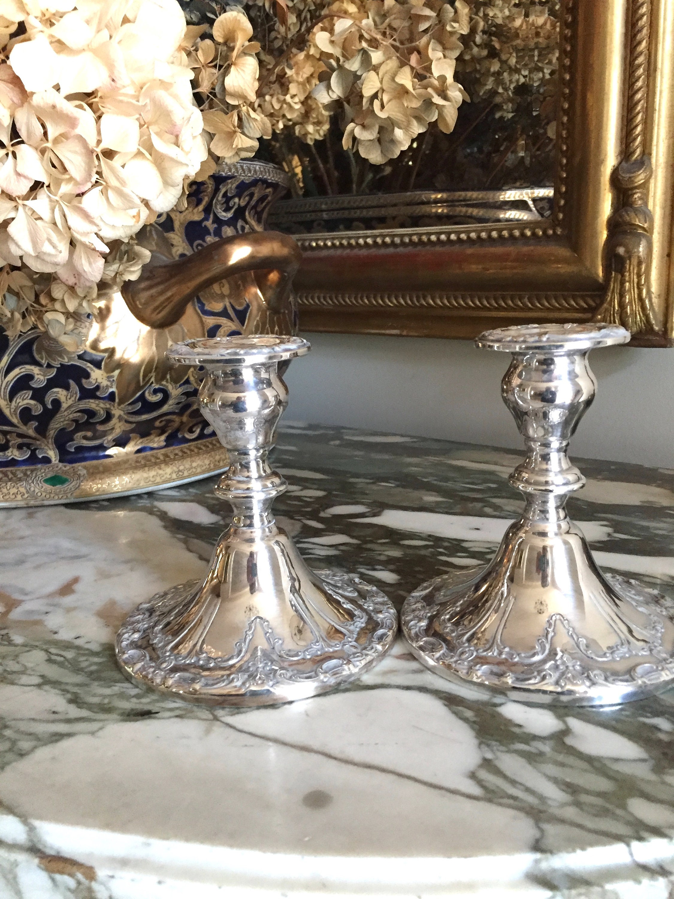 Gorham Silver Candlestick Holders, Silver Plate Tapered Candlestick
