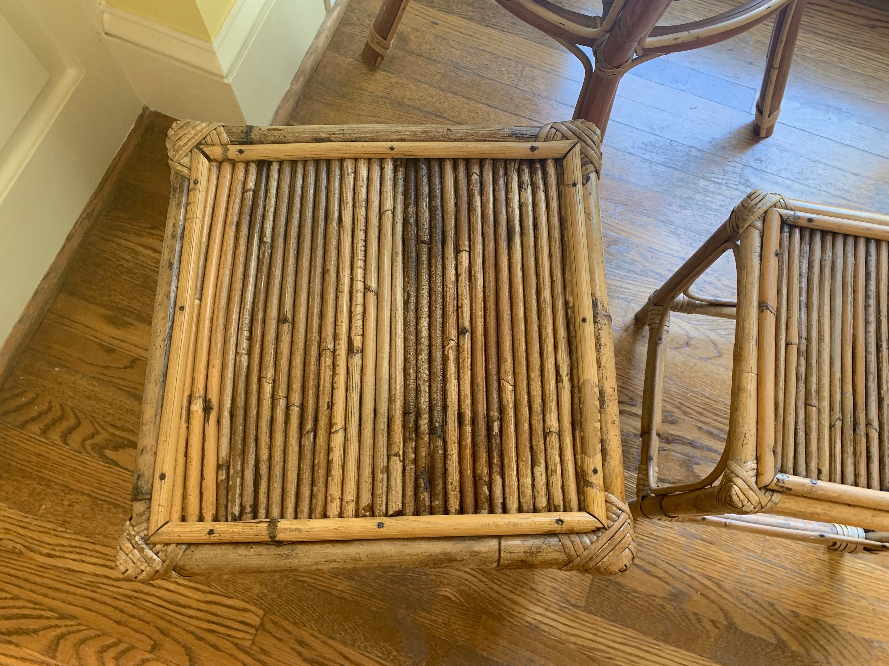 Bamboo Plant Stand, Bamboo Stool, Vintage Bohemian Bamboo Stand, Modern