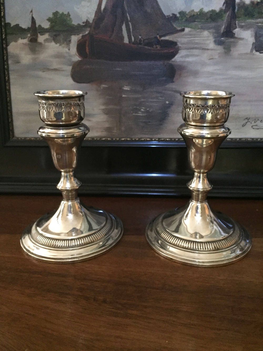 Sterling Silver Candlesticks, Vintage Sterling Candle Holders, AMC