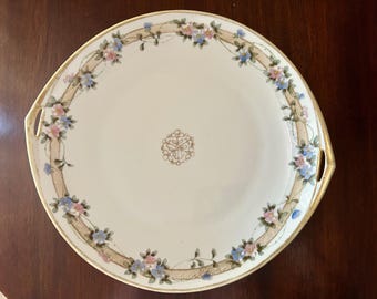 Antique Nippon Porcelain Plate, Hand Painted Floral Dessert Plate, 11 inch