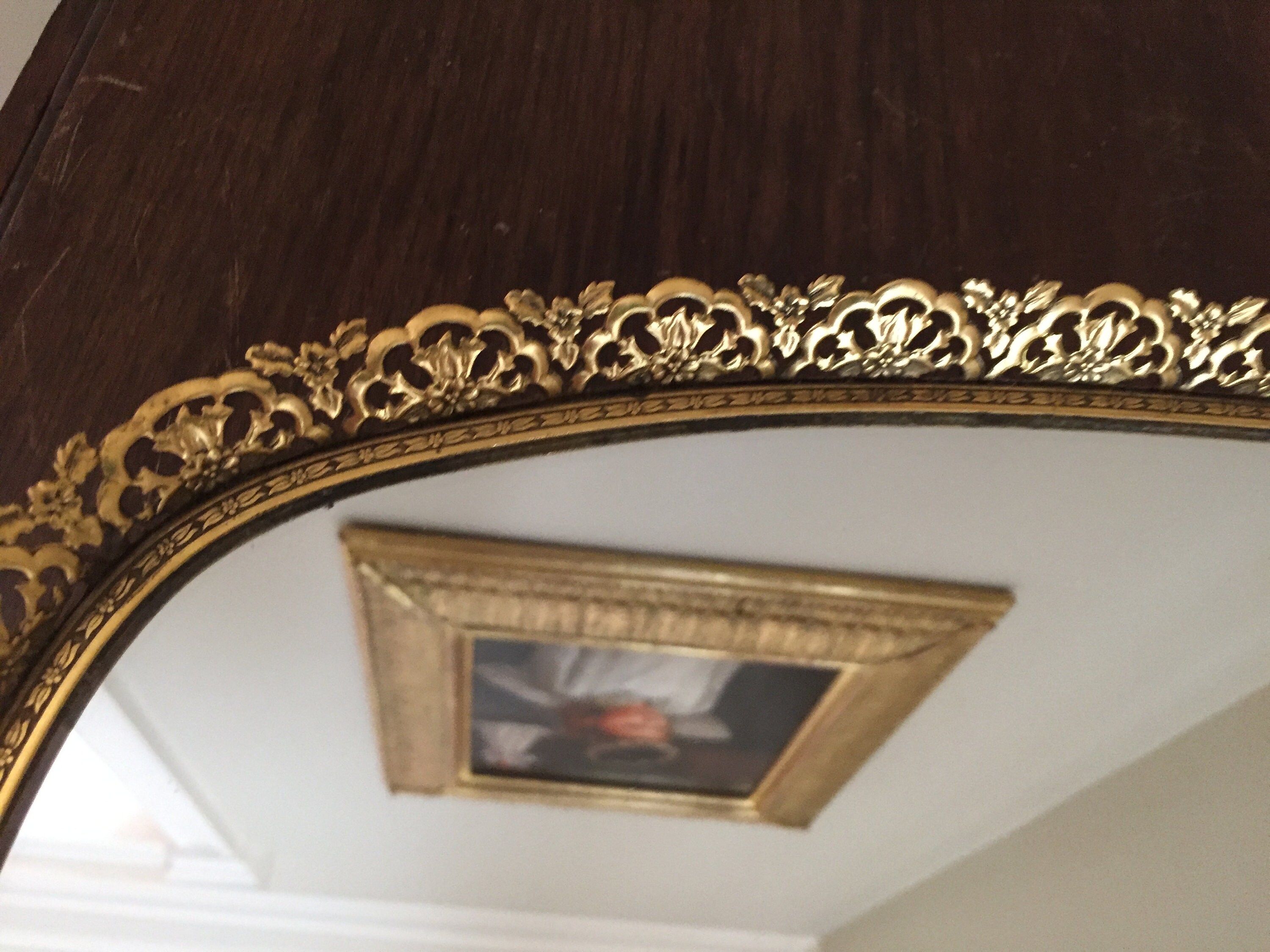 Vintage Brass Filigree Vanity Perfume Tray, Mirrored Brass Hollywood