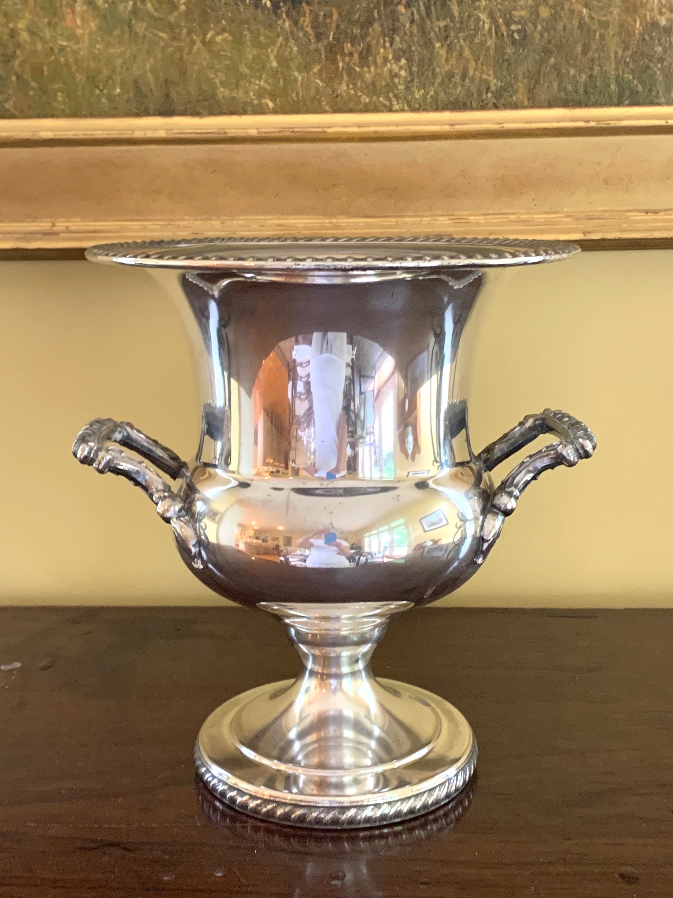 Silver Plate Champagne Ice Bucket, Vintage Footed Silver Plate Wine
