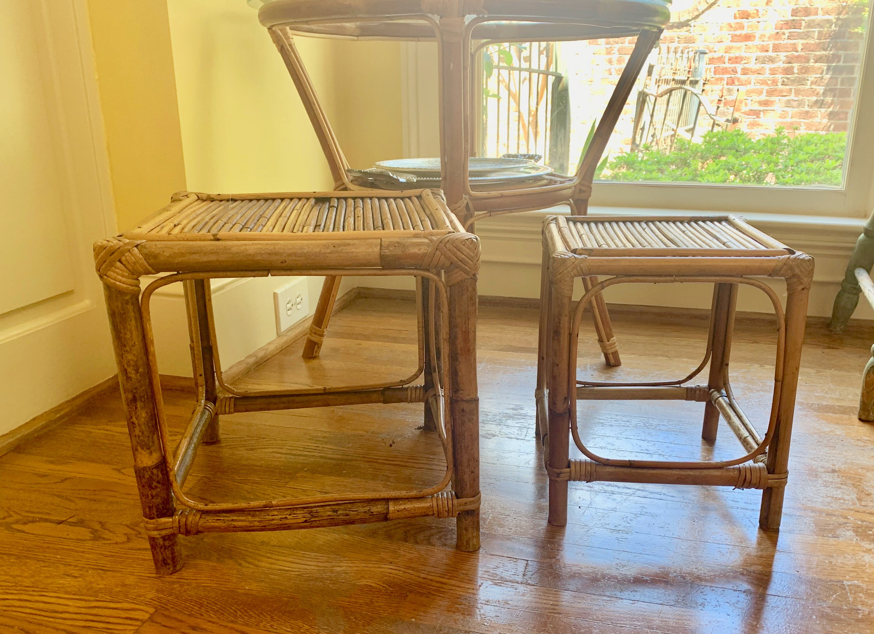 Bamboo Plant Stand, Bamboo Stool, Vintage Bohemian Bamboo Stand, Modern