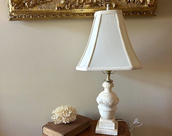Alabaster Lamp, Carved Italian Stone Lamp, White Marble Stone Table Lamp, Classical Stone Lamp French Country