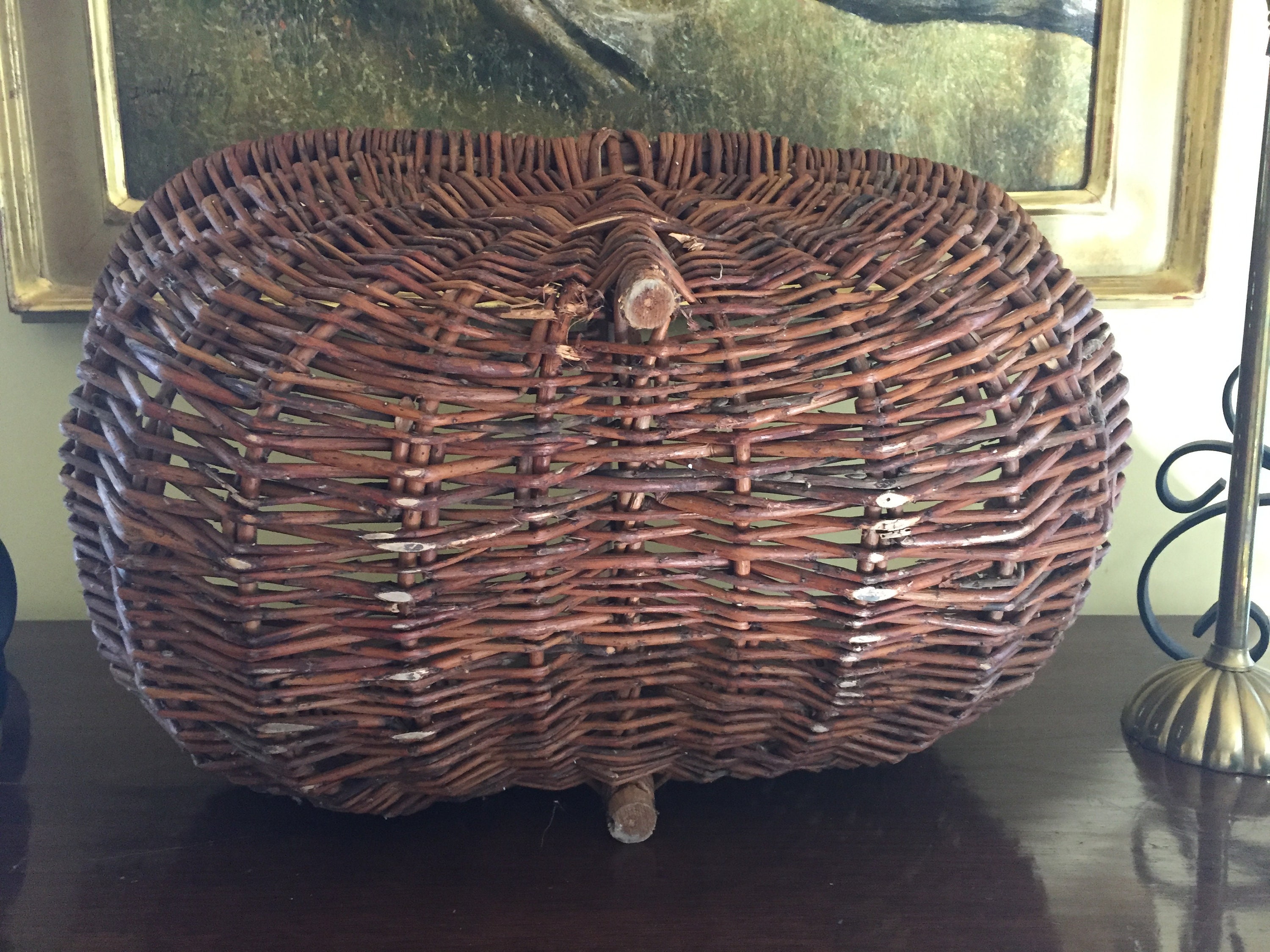 French Style Gathering Basket, Grapevine Harvest Basket, Large
