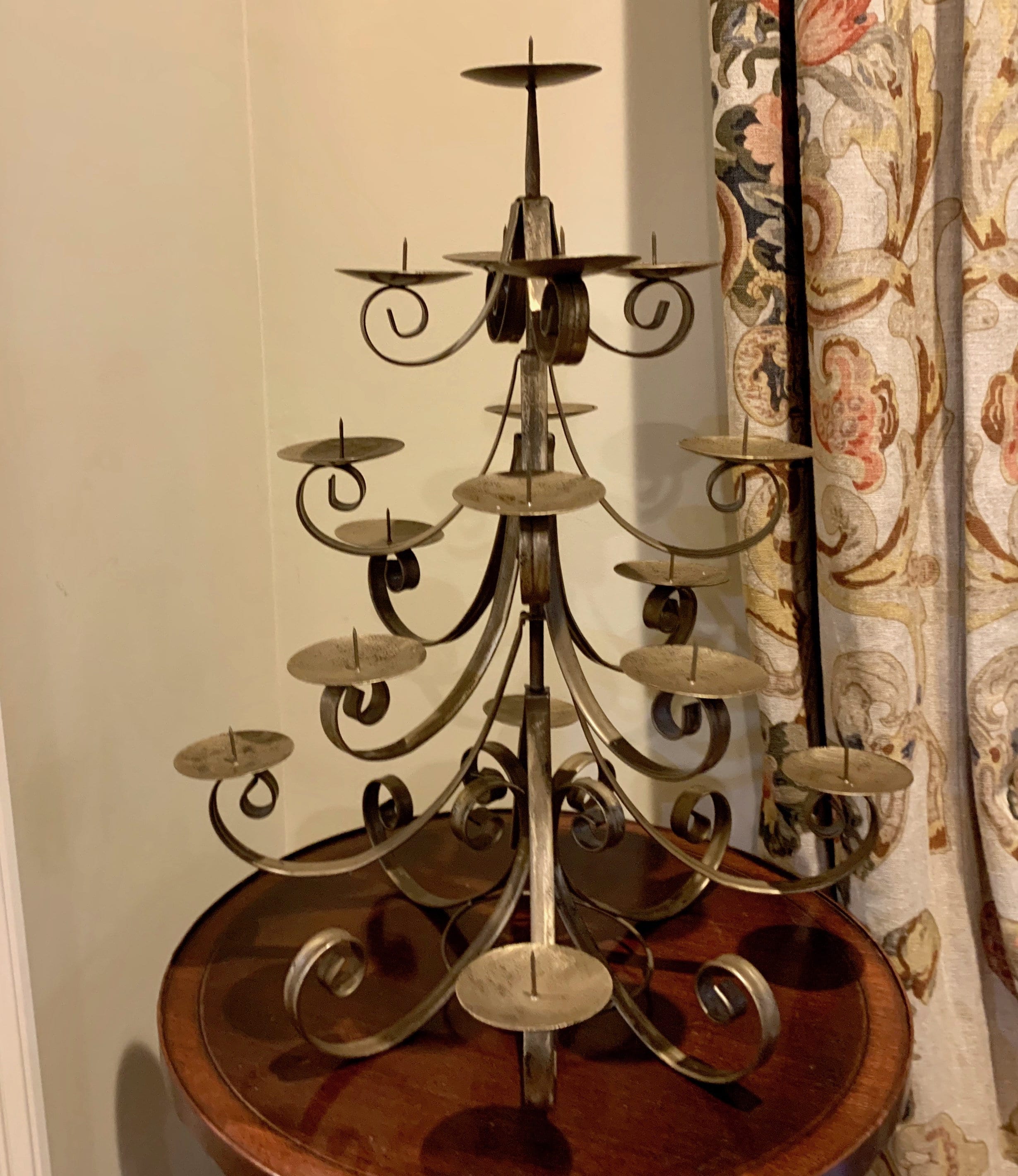 Christmas Tree Candle Stand, Gold Metal Pillar Candlestick Holder Table