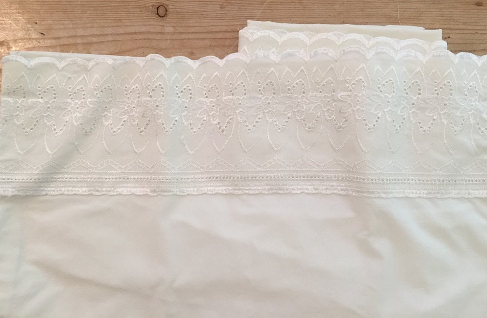 Ivory Eyelet Pillowcases King Size Pair Vintage Ivory Ecru Bedding