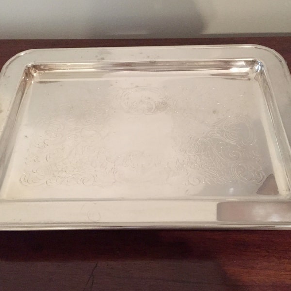 Silverplate Footed Tray, Small Tray with handles, Dresser or Vanity Tray, Small Serving Tray, Vintage Silverplate