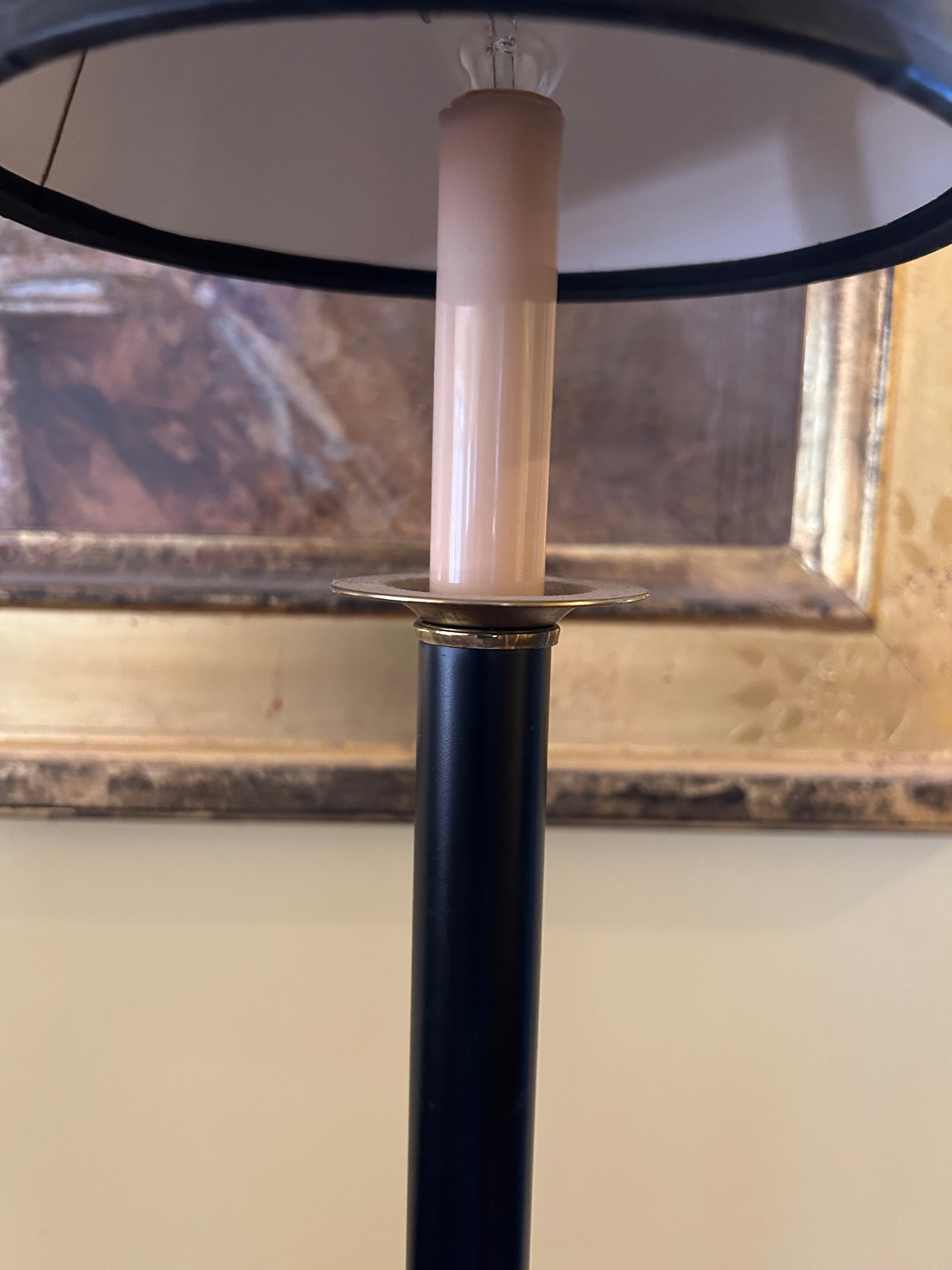 Black Buffet Lamps, Set of 2 Vintage Candlestick Buffet Lamps, Black