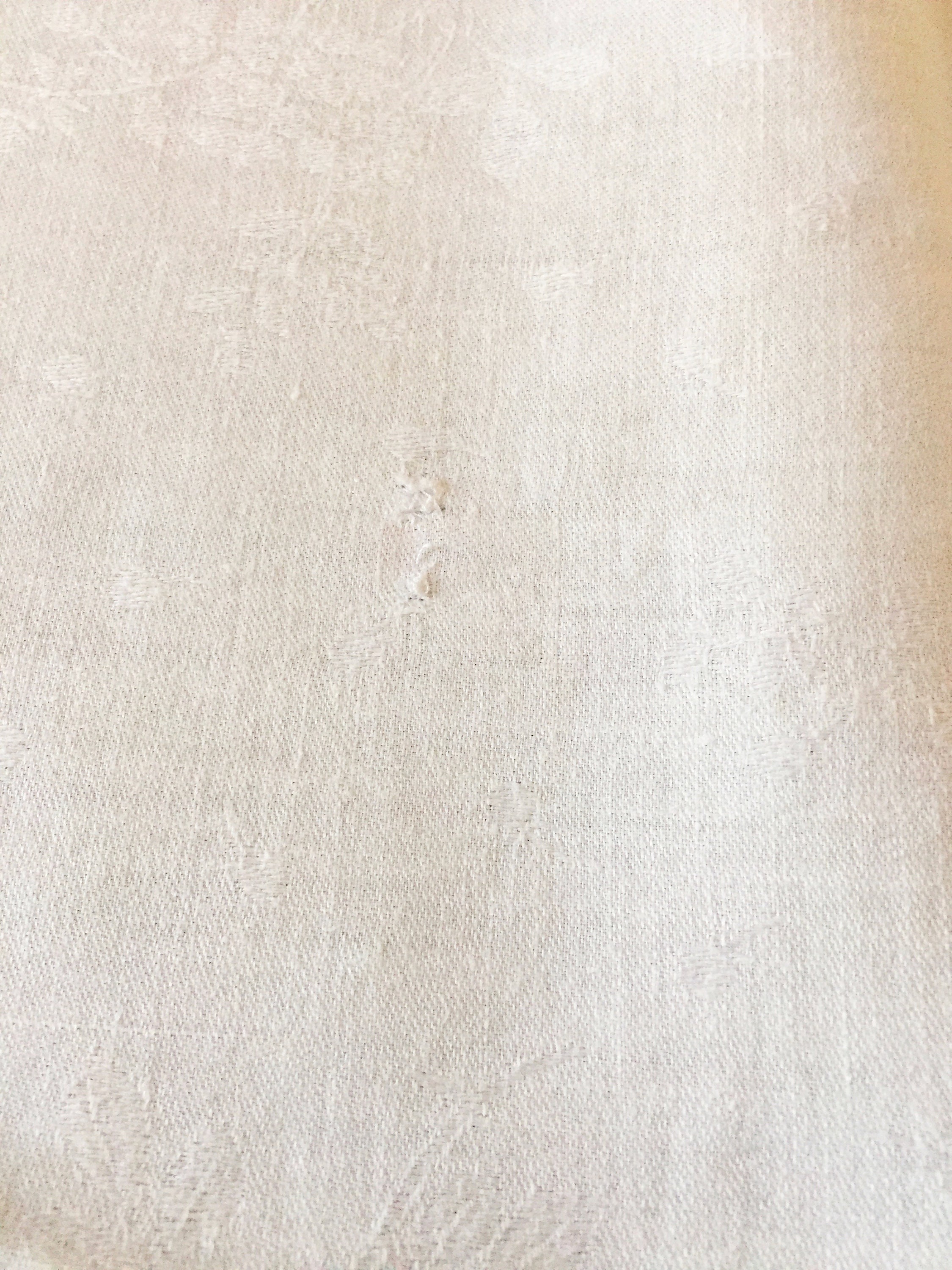 White Damask Tablecloth, Vintage White Table Linens, Floral Design, 69