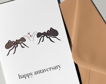 Tarjeta de aniversario con hormigas de Eastern Trend Collective. Tarjeta de felicitación. Tarjeta de insectos. Tarjeta de aniversario. Tarjeta para él. Tarjeta para ella.