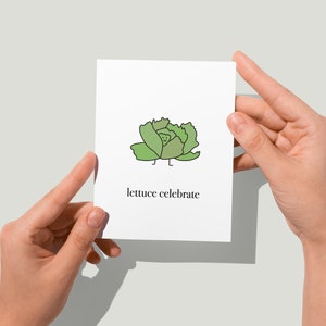 PRINTED Lettuce Celebrate von Oriental Trend Collective. Grußkarte. Niedliche Karte. Glückwunschkarte gedruckt