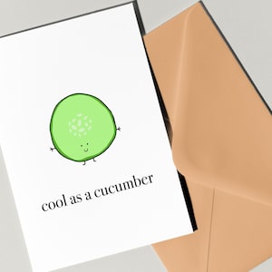 STAMPATO Cool as a Cucumber di Eastern Trend Collective. Biglietto di auguri. Biglietto carino. Biglietto di compleanno. Biglietto cool. Biglietto Cucumber STAMPATO