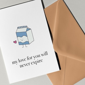 Il mio amore per te non scadrà mai, biglietto di Eastern Trend Collective. Biglietto di auguri. Biglietto carino. Biglietto di anniversario. Biglietto di amicizia. Biglietto di latte