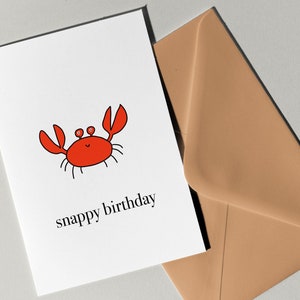 Snappy Birthday Card por Eastern Trend Collective. Cartão de felicitações. Cartão fofo. Cartão de aniversário de caranguejo. Cartão de aniversário de Maryland IMPRESSO