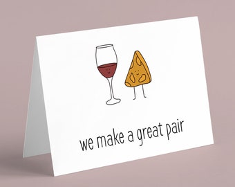 DIGITAL DOWNLOAD We make a good PAIR! Punny Card by Eastern Trend Collective. Wine Card. Funny Card. Cute Card. Digital Download