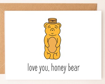 DIGITAL DOWNLOAD Love you Honey Bear by Eastern Trend Collective. Love Card. Funny Card. Cute Card. Digital Download