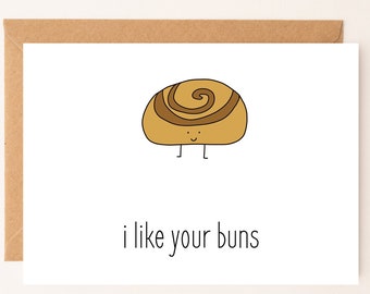 DIGITAL DOWNLOAD I like your buns Punny Card by Eastern Trend Collective. Flirty Card. Funny Card. Cute Card. Digital Download