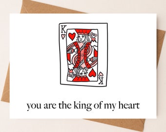 DIGITAL DOWNLOAD King of my Heart-  Punny Card by Eastern Trend Collective. King of Hearts. Flirty Card. Cute Card. Digital Download