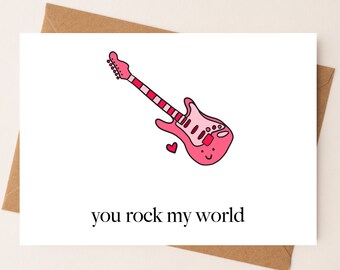 DIGITAL DOWNLOAD You rock my world  Punny Card by Eastern Trend Collective. Flirty Card. Cute Card. Digital Download