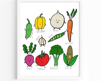 DIGITAL DOWNLOAD Vibrant Veggie Pals: Preschool, Montessori Educational Homeschooling Poster for Kids Nursery, Digital Art Download