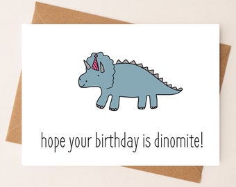DIGITAL DOWNLOAD I hope your birthday is Dino mite-  by Eastern Trend Collective. Dinosaur Birthday Card. Funny Card. Cute Card.