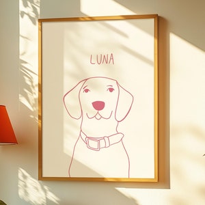 Quirky Custom Pet Portrait Simple Drawn Dog Illustration, Unique Gift for Pet Lovers, Custom Art Pet Portrait, Hand Drawn Pet Art from Photo