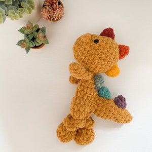 Crochet Dinosaur Lovey: Boho Rainbow Dino Plush Snuggler