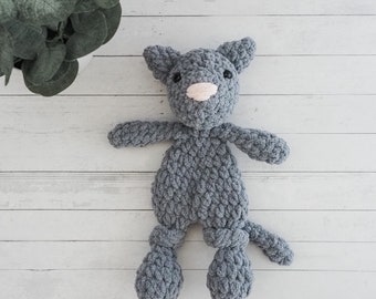 Crochet Cat Lovey – Plush Kitten Snuggler, Baby Shower Gift