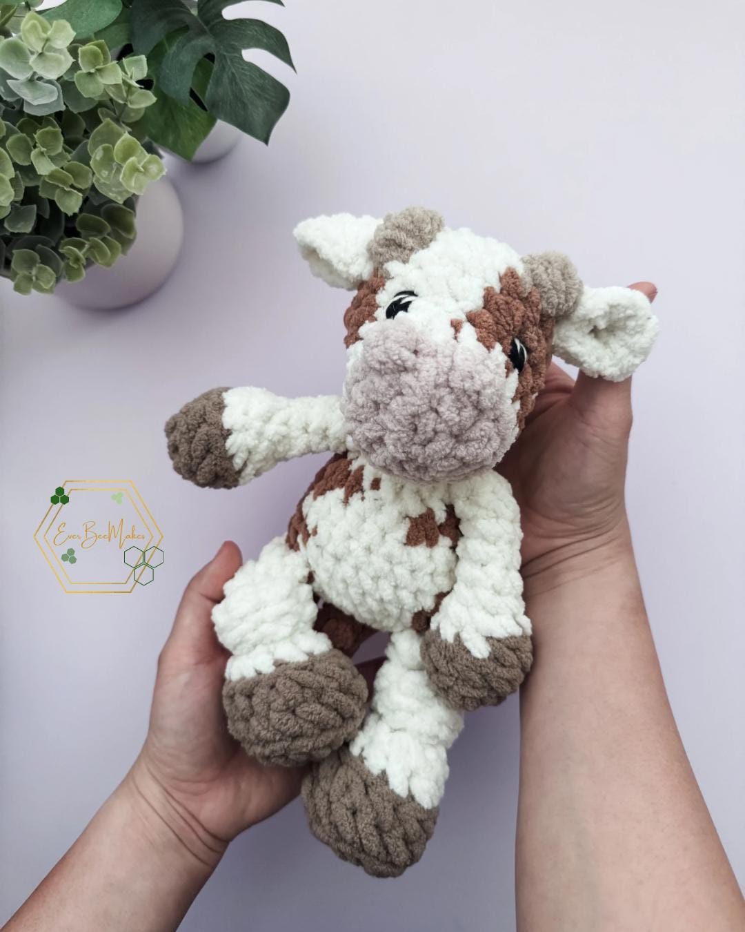 Handmade Cow Plushie Snuggler Soft Knotted Legs Embroidered Eyes handmade-cow-plushie-snuggler-soft-knotted-legs-embroidered-eyes