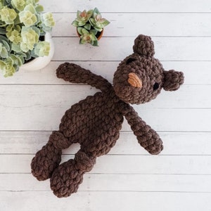 Crochet Teddy Bear Lovey: Soft Plush Snuggler, Baby Security Blanket