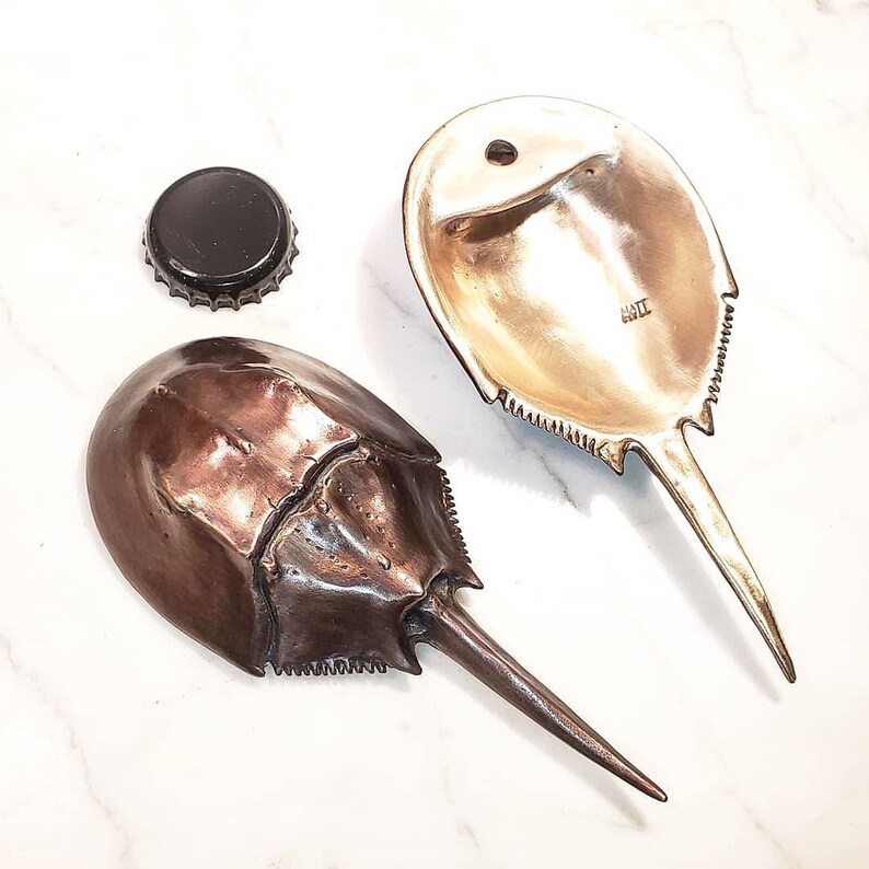 Bronze horseshoe crab bottle opener. Etsy