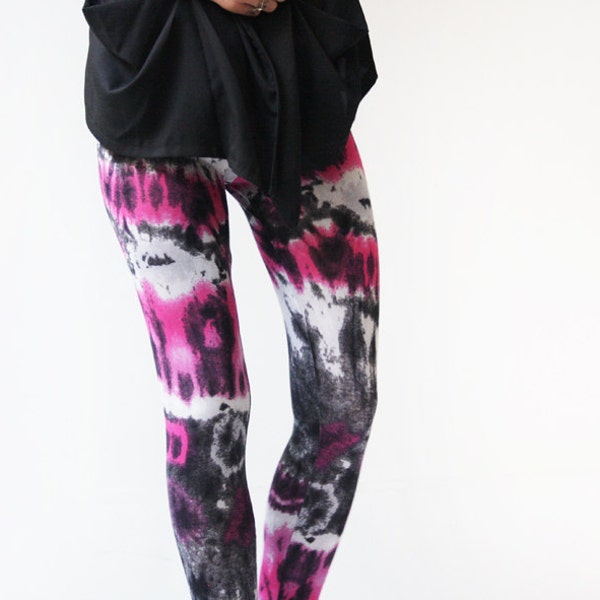 Fuchsia Pink & Gray Tye Dye leggings - Not available